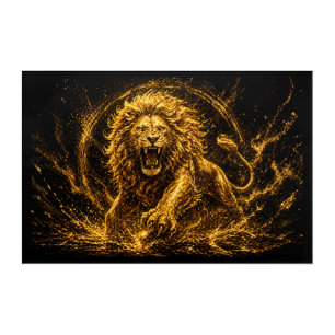 Luxurious Gold Lion Spirit Prosperity and Success Acrylic Print