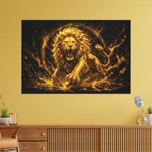 Luxurious Gold Lion Spirit Prosperity and Success Canvas Print