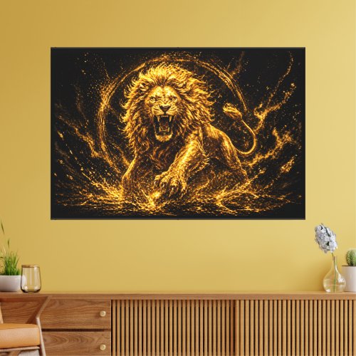 Luxurious Gold Lion Spirit Prosperity and Success Canvas Print