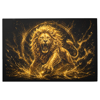 Luxurious Gold Lion Spirit Prosperity and Success Metal Print