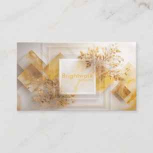 Luxurious Gold Marble Geometric Diamond Foliage Business Card