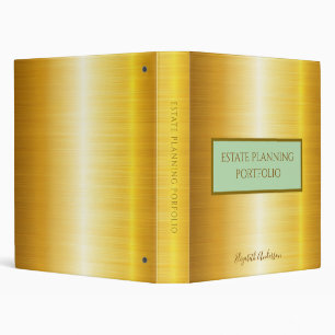 Luxurious Gold Metal Estate Planning Portfolio 3 Ring Binder