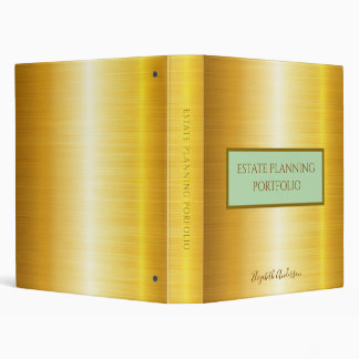 Luxurious Gold Metal Estate Planning Portfolio 3 Ring Binder