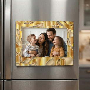 Luxurious Gold Metallic Abstract Art Collage Magnetic Frame