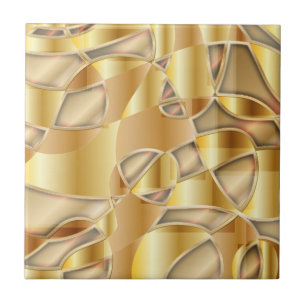 Luxurious Gold Metallic Collage Art Composition Ceramic Tile