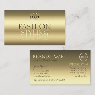 Luxurious Gold Modern Mirror Font Chic with Logo Business Card