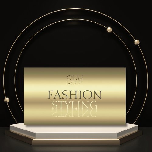 Luxurious Gold Modern Mirror Font with Monogram Business Card
