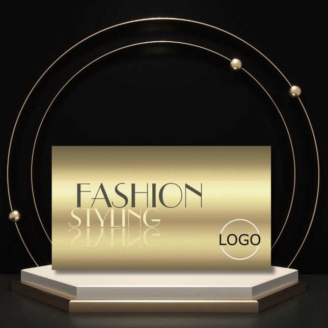 Luxurious Gold Modern Mirror Letters with Logo Business Card (Creator Uploaded)