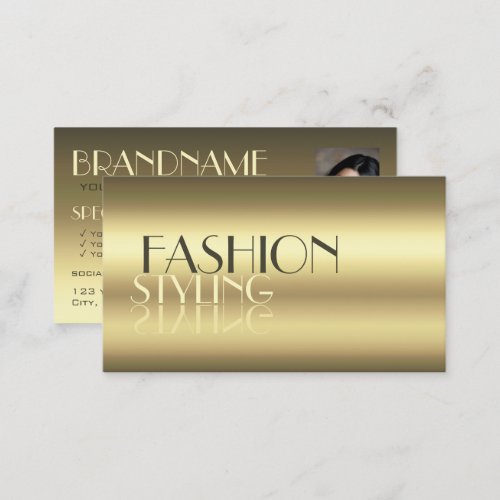 Luxurious Gold Modern Mirror Letters with Photo Business Card