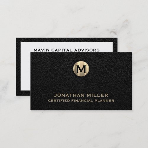 Luxurious Gold Monogram Financial Planner Business Card
