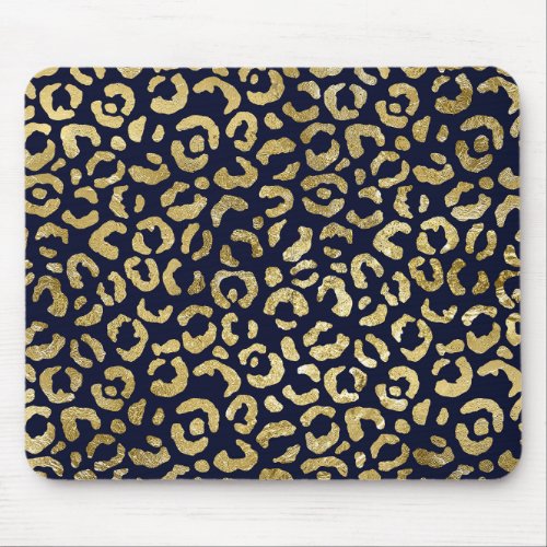 Luxurious Gold Navy Stylish Leopard Print Mouse Pad