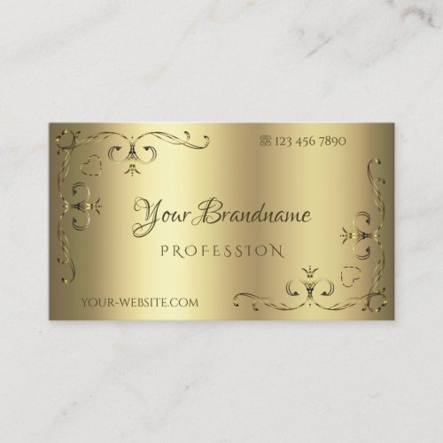 Luxurious Gold Ornate Corners Elegant Golden Decor Business Card