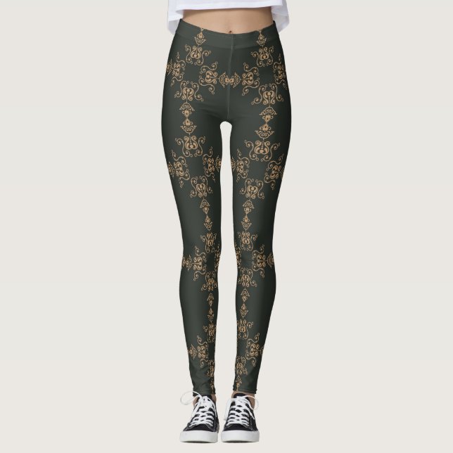 Luxurious Gold Ornate Detailed Leggings (Front)