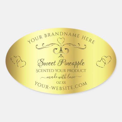 Luxurious Gold Product Label Ornate Borders Hearts