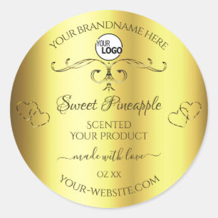 Luxurious Gold Product Labels Ornate Hearts Logo