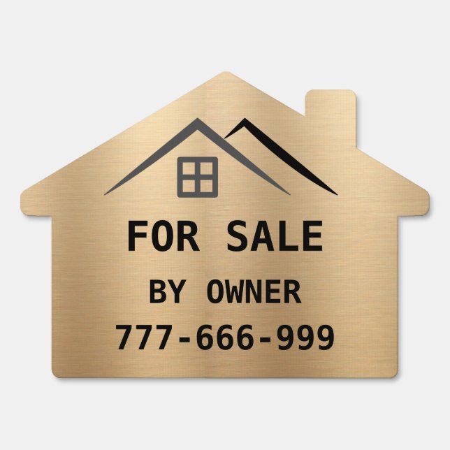 Luxurious Gold Real Estate Property For Sale  Sign (Front)