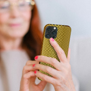 Luxurious Gold Rhombus Carving Pattern iPhone 13 Pro Max Case