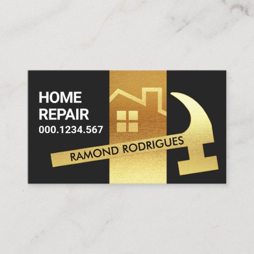 Luxurious Gold Roof Working Hammer Business Card
