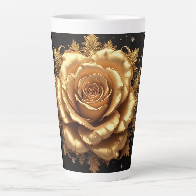 Luxurious Gold Rose Latte Mug (Front)