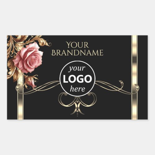 Luxurious Gold Rose Pink Black Product Labels Logo