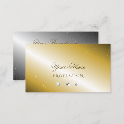 Luxurious Gold Silver Sparkling Diamonds Luxe Glam Business Card