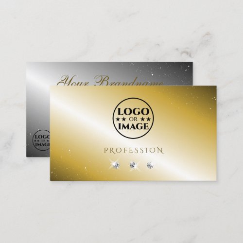 Luxurious Gold Silver Sparkling Diamonds with Logo Business Card