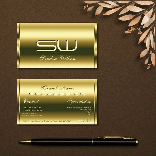 Luxurious Gold Sparkling Effect Monogram Quality Business Card