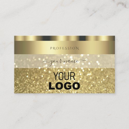 Luxurious Gold Sparkling Glitter Add Logo Shimmery Business Card