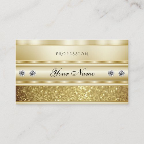 Luxurious Gold Sparkling Glitter Diamonds Elegant Business Card
