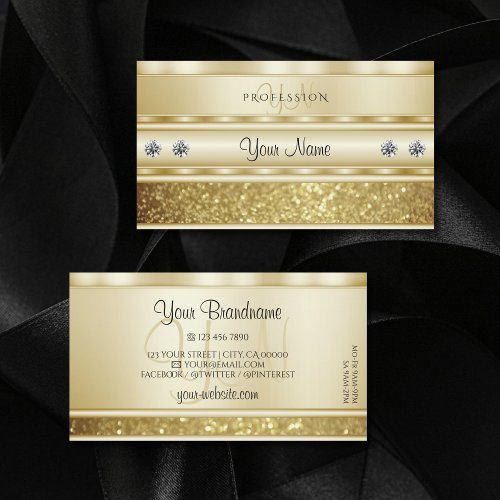 Luxurious Gold Sparkling Glitter Monogram Elegant Business Card