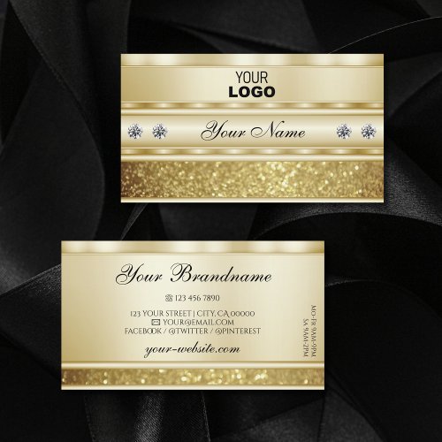Luxurious Gold Sparkling Glitter with Logo Elegant Business Card