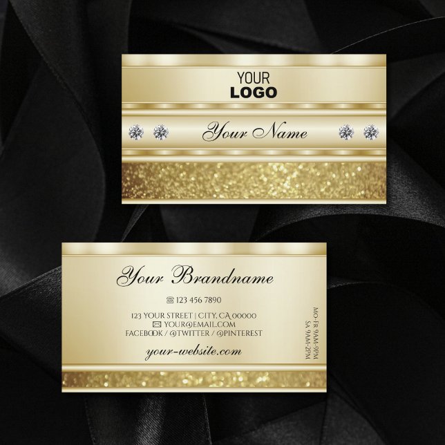Luxurious Gold Sparkling Glitter with Logo Elegant Business Card (Creator Uploaded)