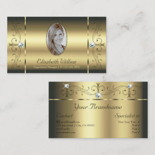 Luxurious Gold Squiggled Jewels Add Foto Glamorous Business Card