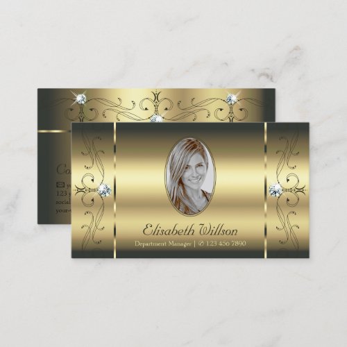 Luxurious Gold Squiggled Jewels Add Foto Glamorous Business Card