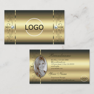 Luxurious Gold Squiggled Jewels with Logo and Foto Business Card