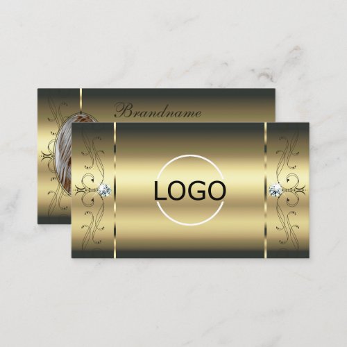 Luxurious Gold Squiggled Jewels with Logo and Foto Business Card