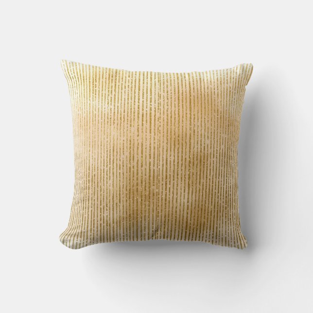 Luxurious Gold Stripes, Modern, Elegant  Throw Pillow (Front)
