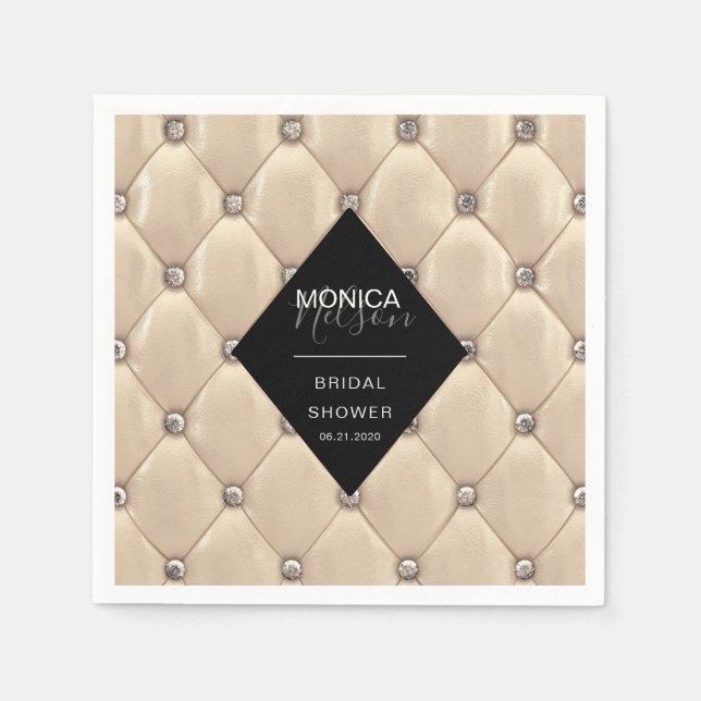 luxurious gold tufted bridal shower napkins (Front)