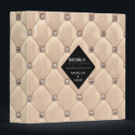 luxurious gold tufted monogram 3 ring binder<br><div class="desc">Our "luxurious tufted" collection features beautiful rose gold and gold tufted backgrounds with rhinestones. In the middle is a diamond shape placeholder for monogram and business info in different colors. Check our store for more complementary items from this collection.</div>