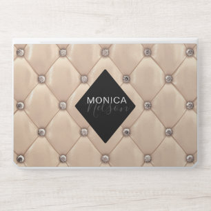 Luxurious gold tufted monogram HP laptop skin