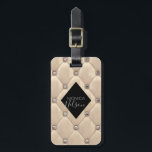 luxurious gold tufted monogram luggage tag<br><div class="desc">Our "luxurious tufted" collection features beautiful rose gold and gold tufted backgrounds with rhinestones. In the middle is a diamond shape placeholder for monogram and business info in different colors. Check our store for more complementary items from this collection.</div>