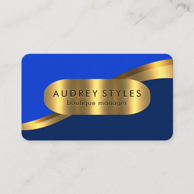 Luxurious Gold Wave Layers Boutique Business Card (Front)