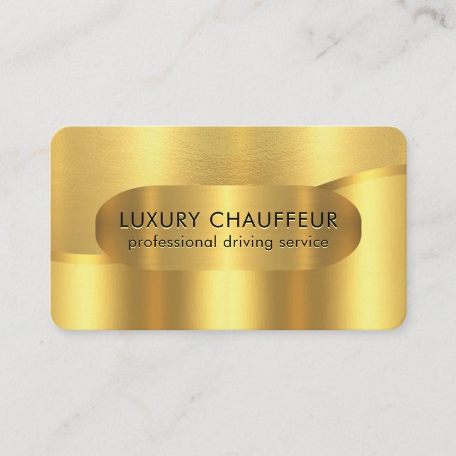 Luxurious Gold Wave Layers Chauffeur Business Card (Front)