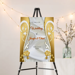 Luxurious Gold & White, Flowing Silk  Foam Board