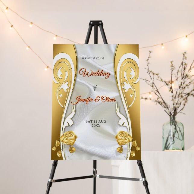 Luxurious Gold & White, Flowing Silk  Foam Board (In Situ (Stand))