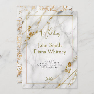 Luxurious Gold & White Marble Wedding Invitation