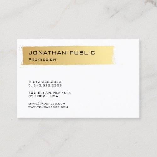 Luxurious Gold White Modern Elegant Minimalist Business Card