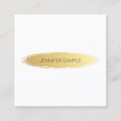 Luxurious Gold White Modern Elegant Simple Plain Square Business Card