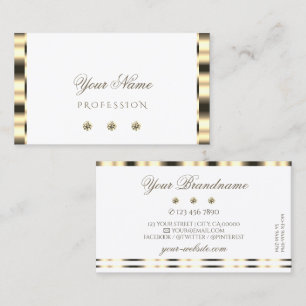 Luxurious Gold White Sparkling Diamonds Glamorous Business Card
