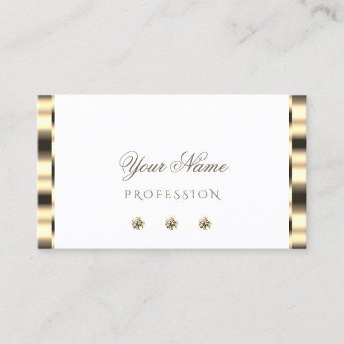 Luxurious Gold White Sparkling Diamonds Glamorous Business Card